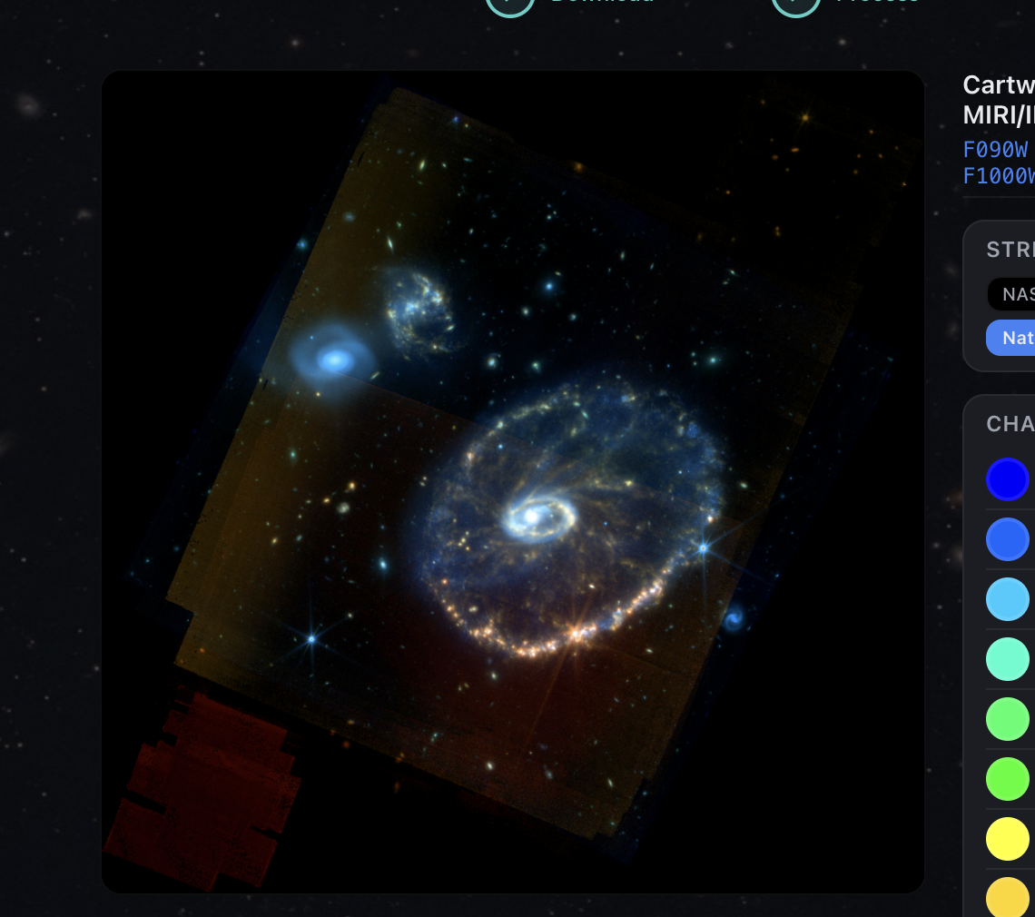 Cartwheel Galaxy — 13-channel composite across NIRCam and MIRI