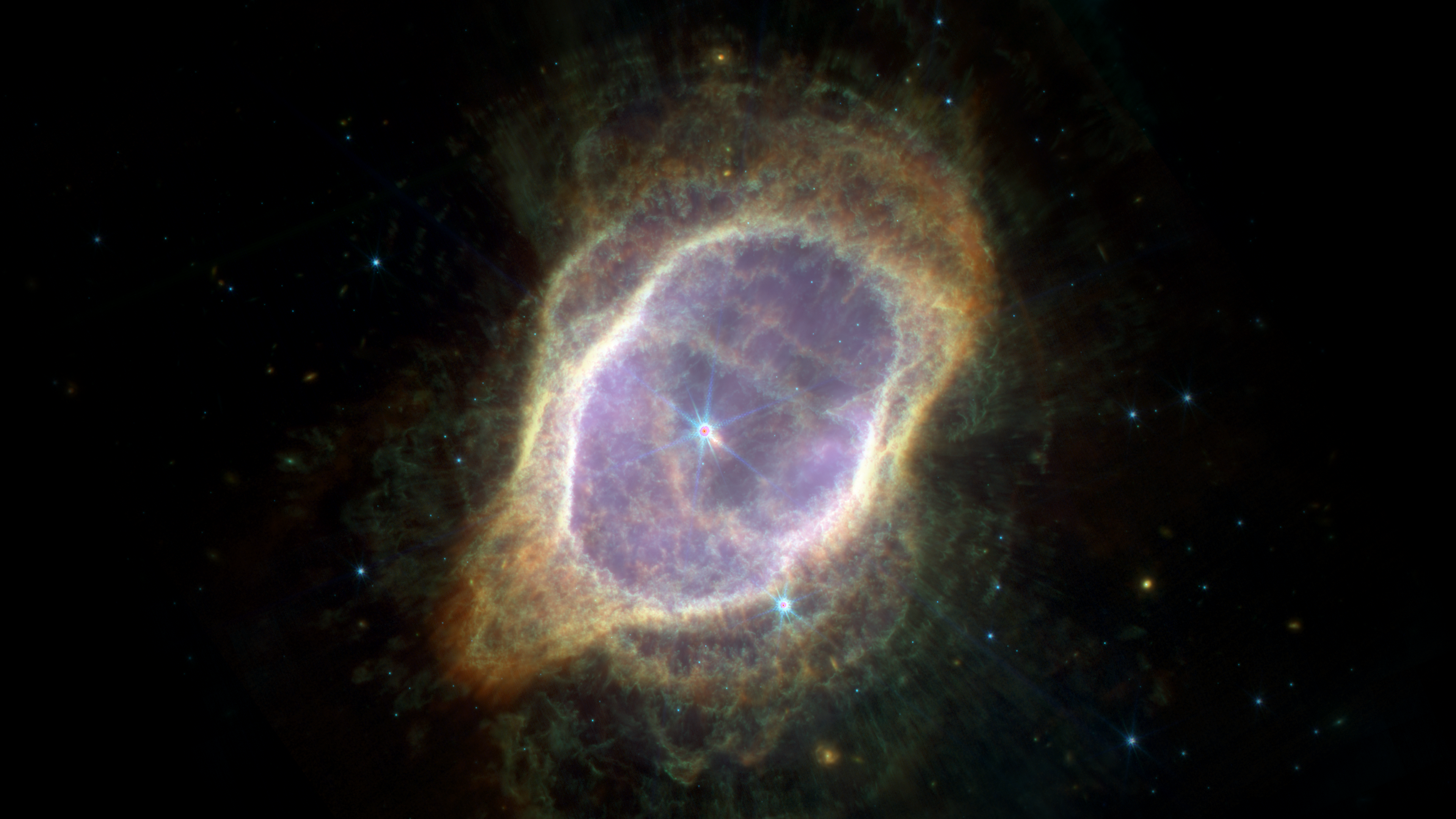 Southern Ring Nebula at 4K — gas shells and central stars